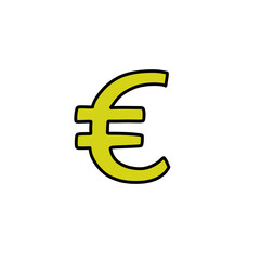 Obraz premium euro symbol doodle icon, vector color illustration