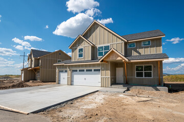 A new home being built in an American subdivision. 