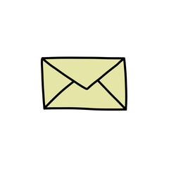 mail doodle icon, vector color line illustration