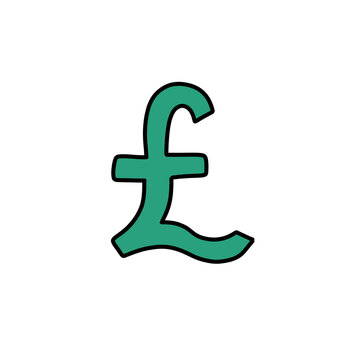 pound sterling symbol doodle icon, vector color illustration