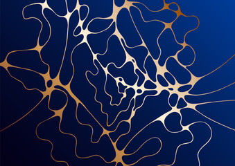 Premium background with luxury fluid shapes and gold grid structure lines.