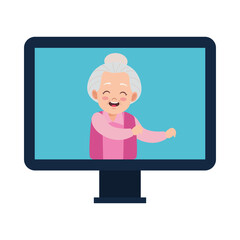 cute happy grandmother in desktop avatar character