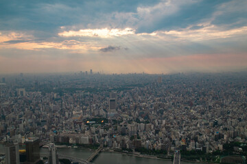 sunset over the city