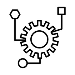 gear machine work with infographic line style icon
