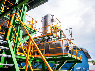 Deaerator systems and green structure platform of boiler systems in biomass power plant.