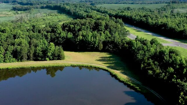 Drone footage over Dodson&rsquo;s Lake in Liberty, NC