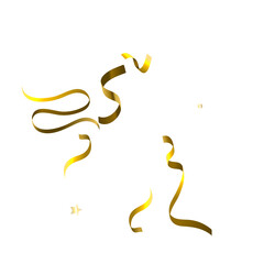 Holiday Serpentine. Gold Foil Streamers Ribbons.