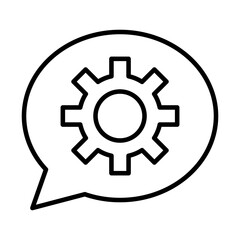 gear machine work in speech bubble line style icon