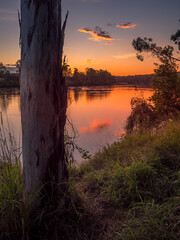 Beautiful Riverside Sunset with Reflections, Vertical