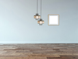 empty house interior design and lamp. 3D illustration
