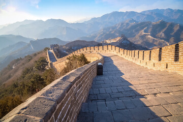 Fototapeta na wymiar The Great wall of China at Badaling site in Beijing, it's the most poppular section for tourist by millions annually