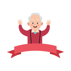 happy old grandfather avatar character