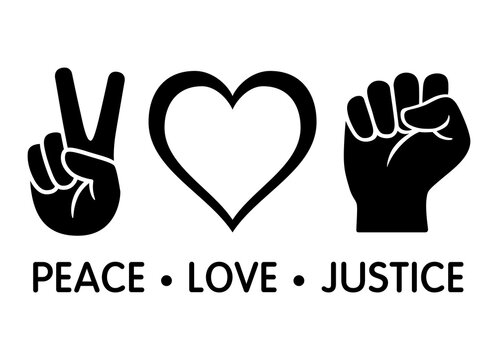 Peace Love Justice flat vector icon design for apps and print