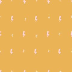 Seamless Gold background retro hipster lightening bolt trendy pattern.