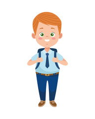 little student boy with uniform character