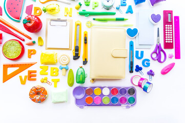 Stationery rainbow a lot Back to school. Kawaii office supplies