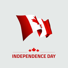 Obraz premium Canada Happy Independence day greeting card, banner, vector illustration. Canadians holiday 1st of July design element with waving flag as a symbol of independence