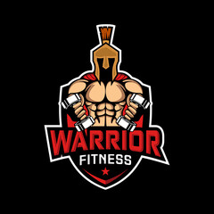 Spartan warrior sports fitness illustration logo