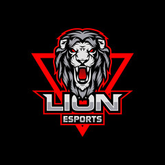 Lion e-sport mascot logo design

