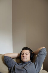 Man listening to music on portable MP3 player