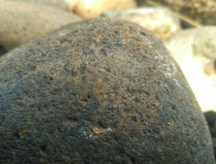 detail round stone that is shrouded in soil