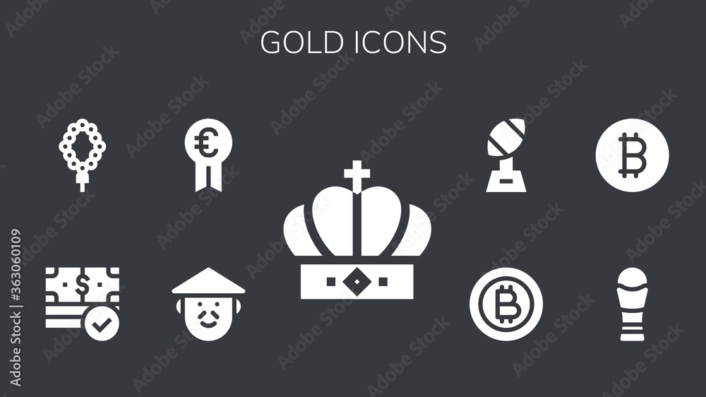 Poster Modern Simple Set of gold Vector filled Icons