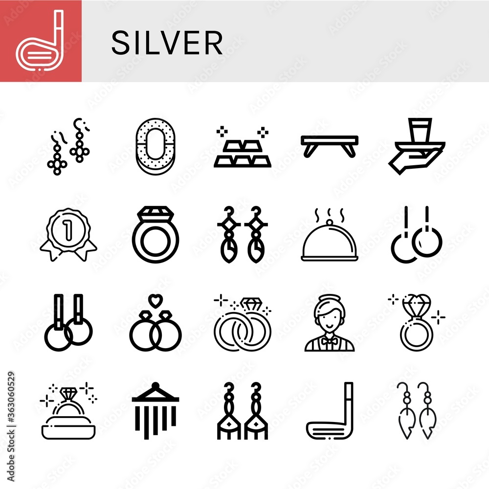 Canvas Prints silver simple icons set