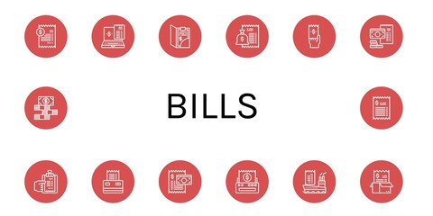 bills simple icons set