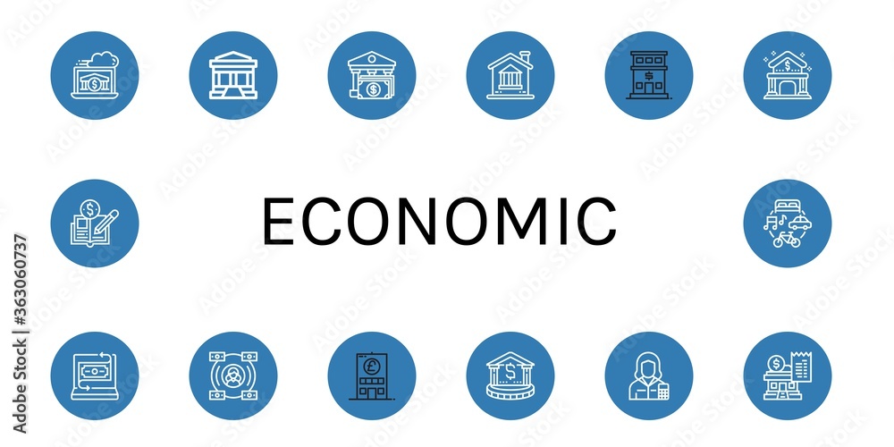 Sticker economic simple icons set