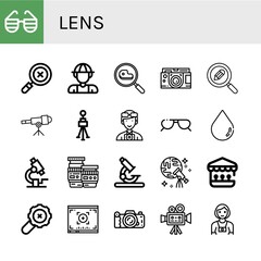 lens simple icons set