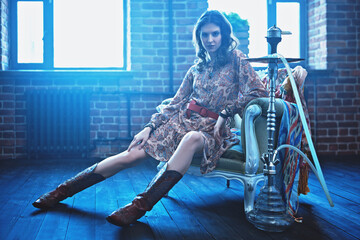 Naklejka premium model in boho style dress