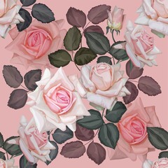 Pink rose seamless pattern