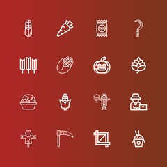 Editable 16 harvest icons for web and mobile