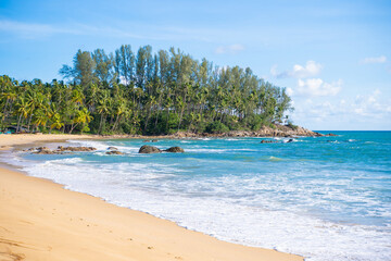 Fototapeta premium aerial view of Na Tai beach in Phang-Nga