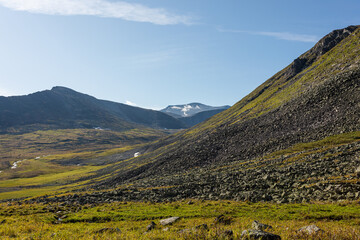 Amazing mountain landscape with colorful cloudless sky. Travel and hiking concept. Mountain landscape beauty world.