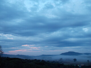red sky - a cloud - mist