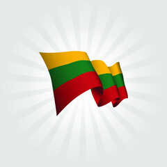 Waving flag of Lithuania isolated on sunburst background. vector illustration EPS 10