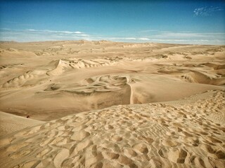 Fototapeta na wymiar Dunes in Ica, Peru. Near a Huacachina lagoon in a sunny day
