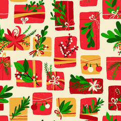 Winter Floral Gift Box Christmas Pattern - 363067504