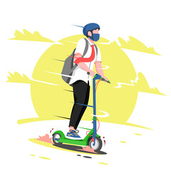 Man Riding an Electric Scooter