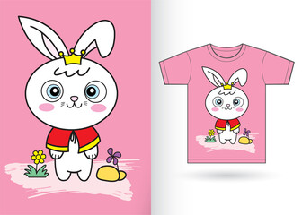 Cute cartoon bunny rabbit for t shirt
