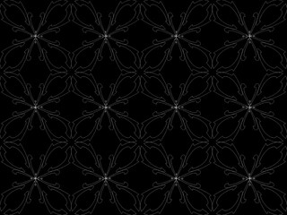 Fototapeta premium Seamless pattern design with floral background elements, beautiful ornaments, black, white, orange, pink, red, green, yellow, blue, gray, purple