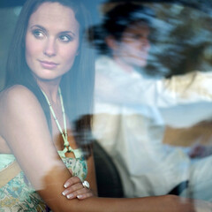 Couple traveling in a car