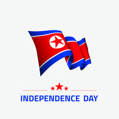 Fototapeta premium Waving flag of North Korea for independence day greeting card, banner and social media isolated on white background vector illustration EPS 10