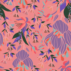 Moody Flowers seamless pattern - 363069193