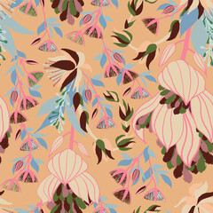 1699 Moody Flowers seamless pattern - 363069327