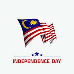 Waving flag of Malaysia for independence day greeting card, banner and social media isolated on white background vector illustration EPS 10