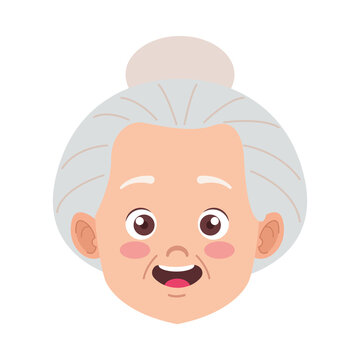 cute happy grandmother head avatar character