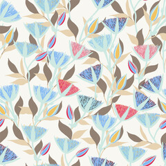 1698 Moody Flowers seamless pattern - 363069764