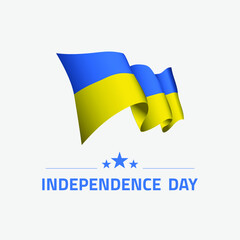 Ukraine happy independence day greeting card, banner, vector illustration. Ukraine holiday 24th of August design element with waving flag as a symbol of independence